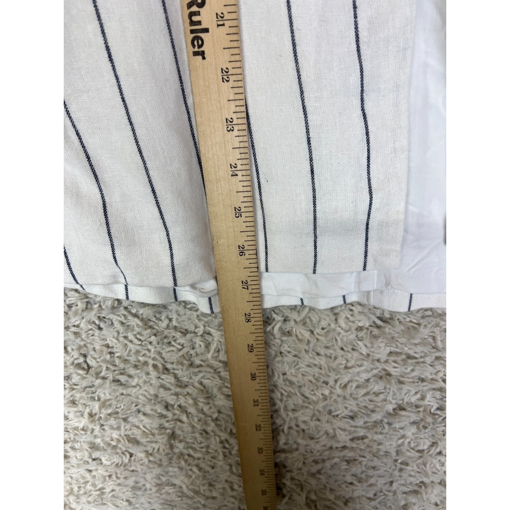 Abercrombie & Fitch Linen Blend Blazer Womens S White Striped Open Long Sleeve - Picture 2 of 9